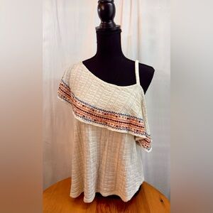 Lucky Brand Cream One-Shoulder Tank Top